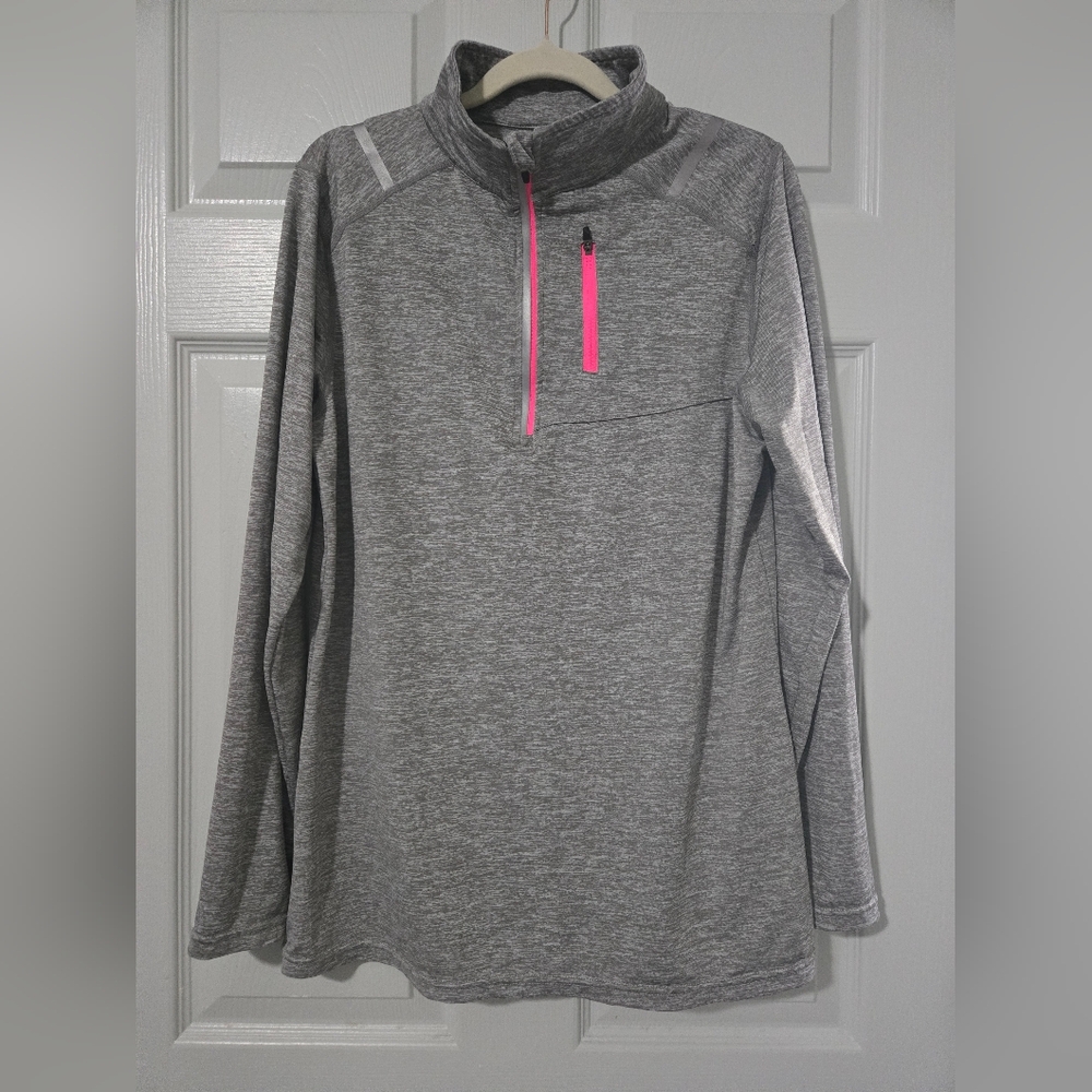 Liberty Gray Pullover with Pink Zipper
